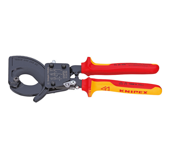 Ножницы для резки кабелей (по принципу трещотки), Ø32мм / 240мм², 250мм KNIPEX 95 36 250, фосфат