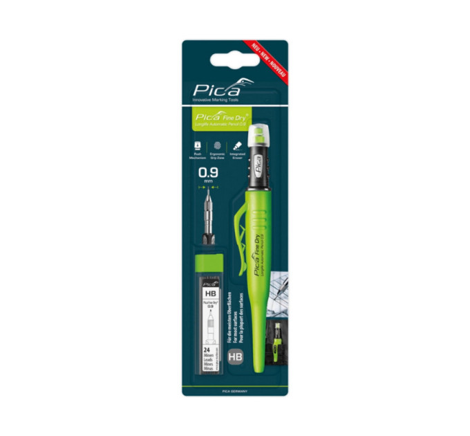 Карандаш механический для точной разметки Pica 7070 Fine Dry Long Life + стержни 0.9мм HB,70703