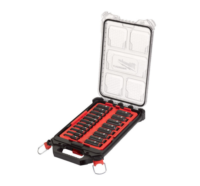 Набор головок ударных ShW 3/8" STD PACKOUT™ MILWAUKEE, удлиненных, (19шт)