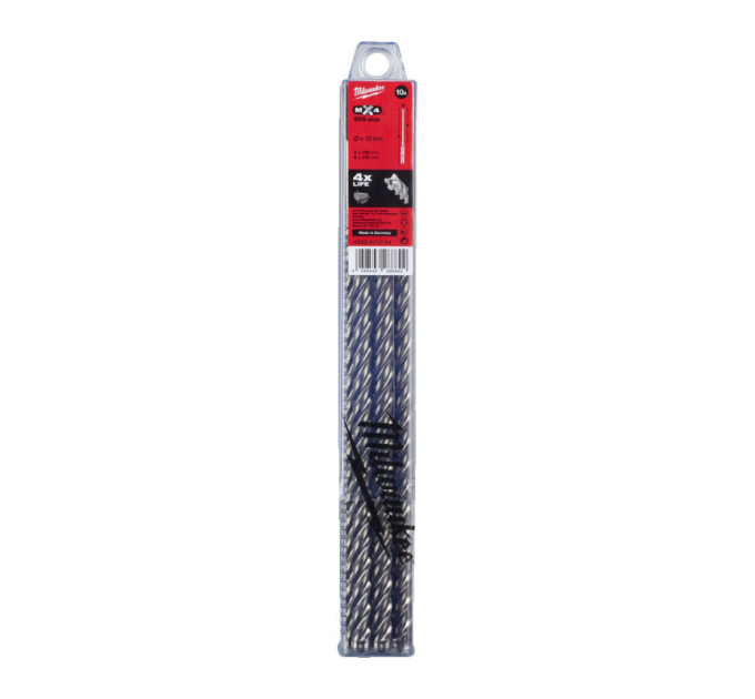 Бур SDS-PLUS MX4 MILWAUKEE, Ø10,0х265х200мм, (10шт)