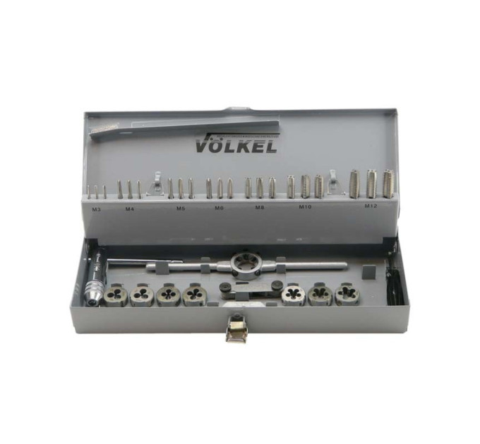 Набор метчиков 3 шт. и плашек М 3-12 + держатели; HSS-G. VOLKEL 49501