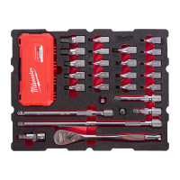 Ложемент для ящиков c полками PACKOUT MILWAUKEE с головками TORX и HEX и трещеткой 1/2'' (67шт)