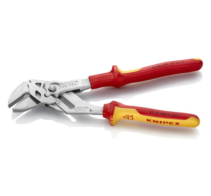 Клещи переставные-гаечный ключ, Ø52мм VDE KNIPEX 86 06 250, хромированные
