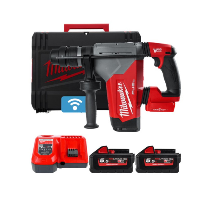 Перфоратор акумуляторний безщітковий SDS-PLUS MILWAUKEE M18 ONEFHPX-552X (5,0Дж)(ЗУ+2Х5,5Ач+HDкейс)