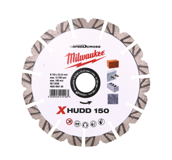 Диск алмазный Speedcross MILWAUKEE XHUDD 150, Ø150мм (железобетон, гранит)