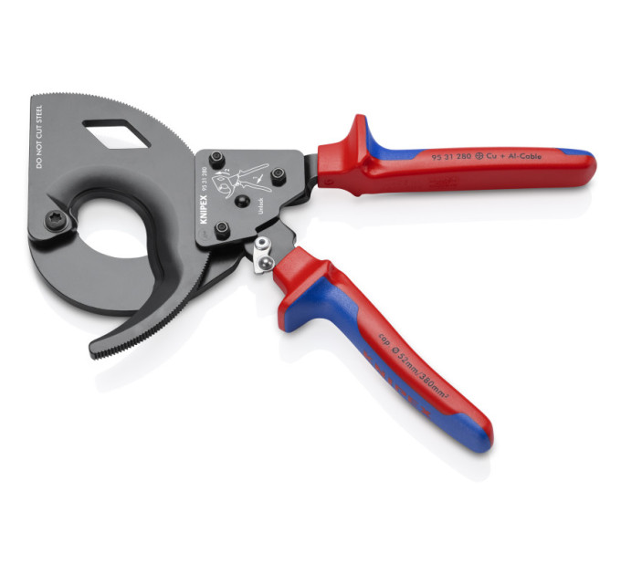 Ножницы для резки кабелей (по принципу трещотки), Ø52мм / 380мм², 280мм KNIPEX 95 31 280, фосфат
