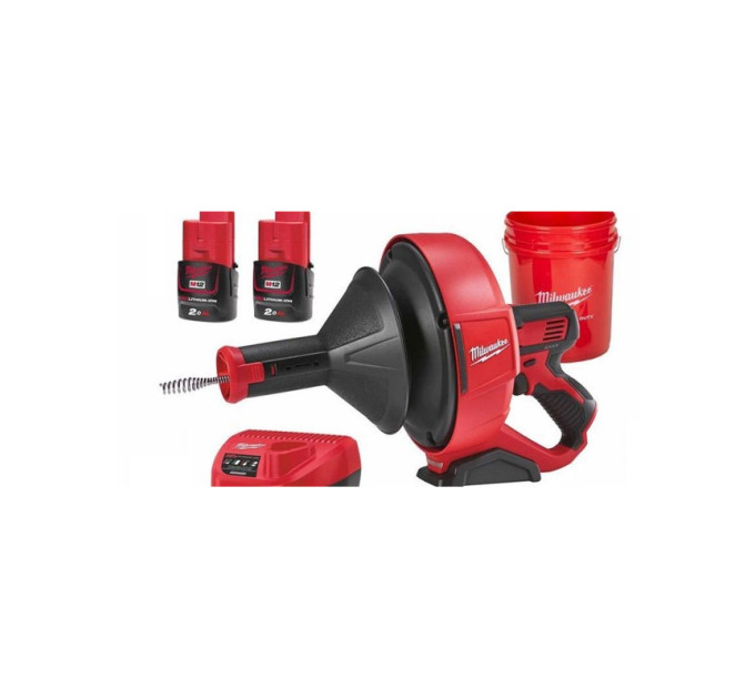 Машина прочистная аккумуляторная MILWAUKEE M12 BDC6-202C трос 6м (ЗУ+2акк.Х2Ач+ведро)