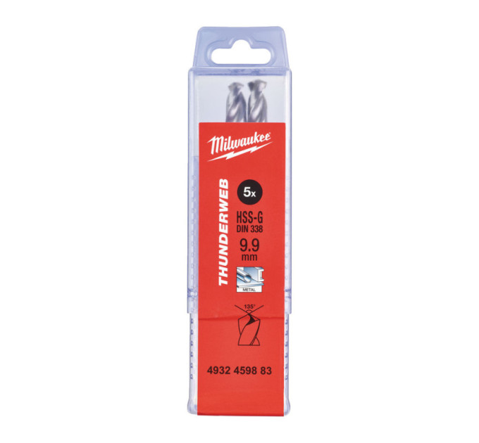 Свердло по металу THUNDERWEB HSS-G MILWAUKEE, DIN338, Ø9,9 х133х87мм, (5шт)
