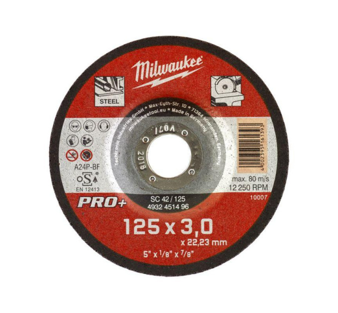 Диск відрізний по металу MILWAUKEE, SC 42/125х3 PRO+, Ø125мм