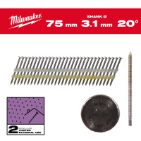 Гвозди с кольцевой накаткой и круглой головкой MILWAUKEE 3,1мм/20°/75мм (1750шт)