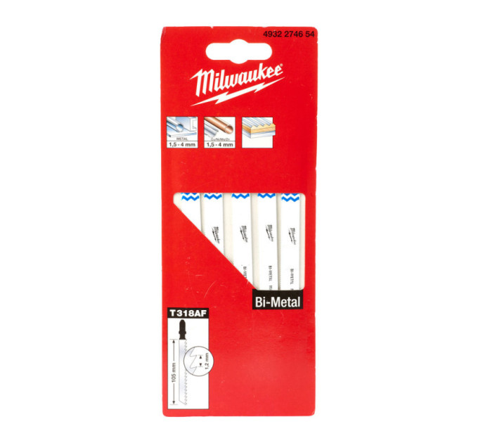 Полотна для лобзика Bi-Metal T318AF Bi-Metal MILWAUKEE, 105х1,2мм, (5шт)
