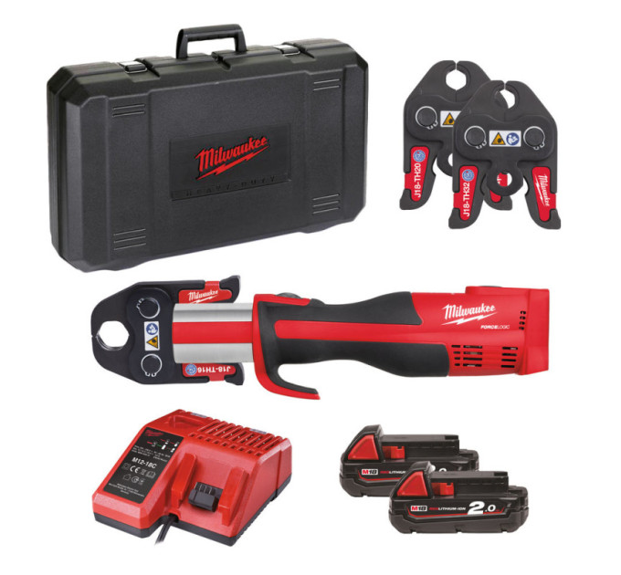 Обтискач гідравлічний акумуляторний для труб MILWAUKEE M18 BLHPT-202C TH-SET (ЗУ+2Х2Ач+кейс)