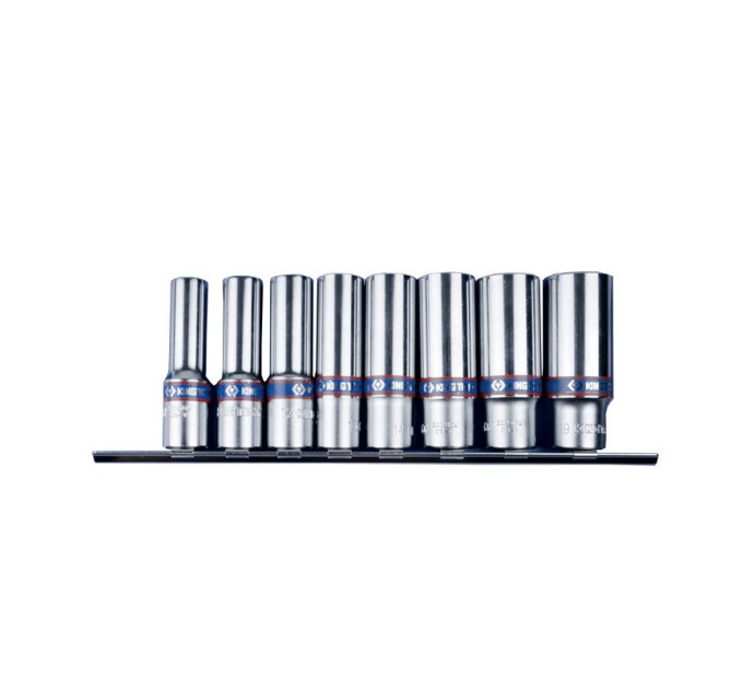 Набор головок 3/8" 8 ед. 6-ти гранные, длинные (10-19mm) на планке