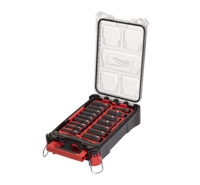 Набір ударних головок ShW 1/2" STD PACKOUT™ MILWAUKEE, подовжених, (10-24мм) (16шт)