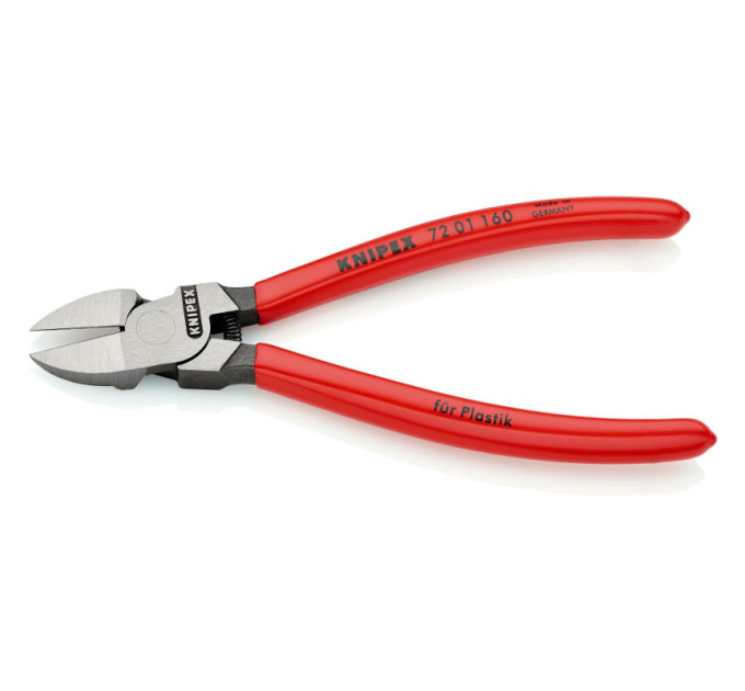 Кусачки боковые (бокорезы) для пластмассы, 160мм KNIPEX 72 01 160 SB, фосфатированные