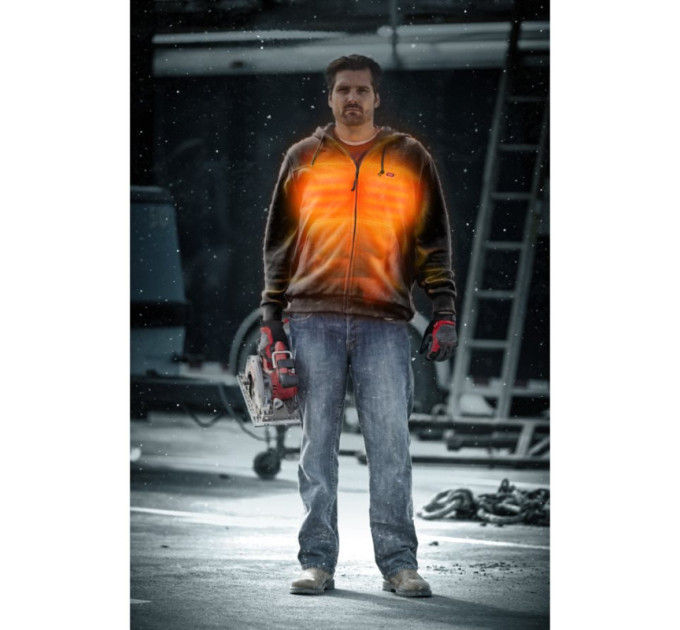 Толстовка з підігрівом з капюшоном MILWAUKEE M12 HHGREY3 (XXL), сіра, (розмір XXL)