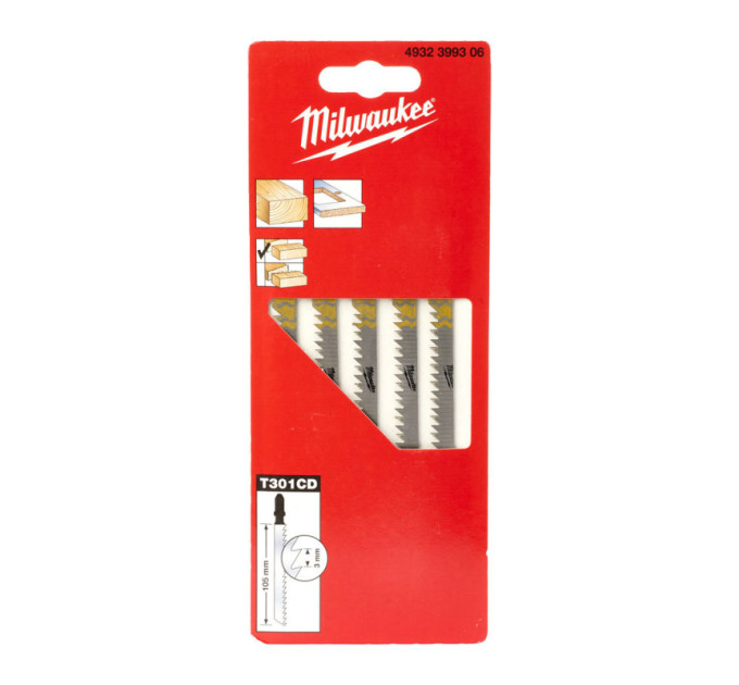Полотна для лобзика T301CD MILWAUKEE, 105х3, 0мм, (5шт)