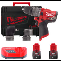 Дриль-шуруповерт акумуляторна безщіткова ударна MILWAUKEE M12 FPDXKIT-202X(37Нм)(2нас+2Х2Ач+кейс)
