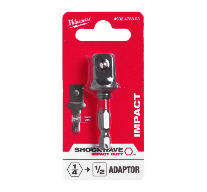 Перехідник ShW MILWAUKEE, з 1/4" Hex на 1/2" квадратний хвостовик