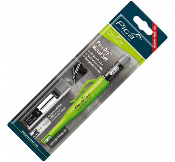 Карандаш механический Pica Dry 30800 Metal Set для точной разметки по металлу,с твердосплавным жалом