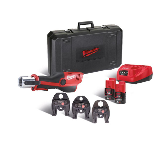 Обтискач гідравлічний акумуляторний для труб MILWAUKEE M12 HPT-202C TH-KIT (ЗУ+2акк.Х2Ач+кейс)