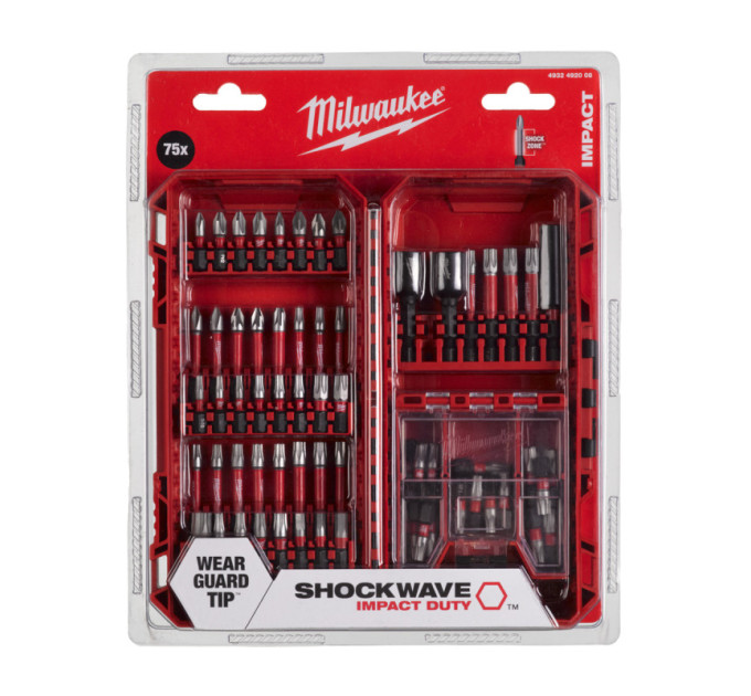 Набор бит Milwaukee SHOCKWAVE (75 предм.) PACKOUT