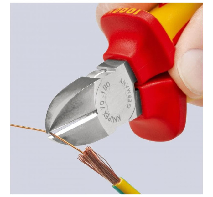 Кусачки боковые (бокорезы), Ø4,0мм, 180мм VDE KNIPEX 70 06 180 SB, хромированные