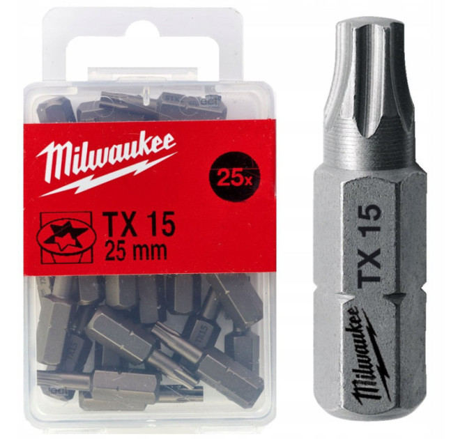Бита MILWAUKEE, TX15, 25мм, (25шт)