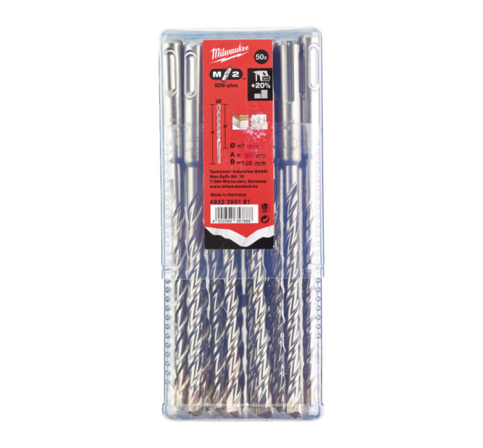 Бур SDS-PLUS M2 MILWAUKEE, Ø7,0х160х100мм, (50шт)