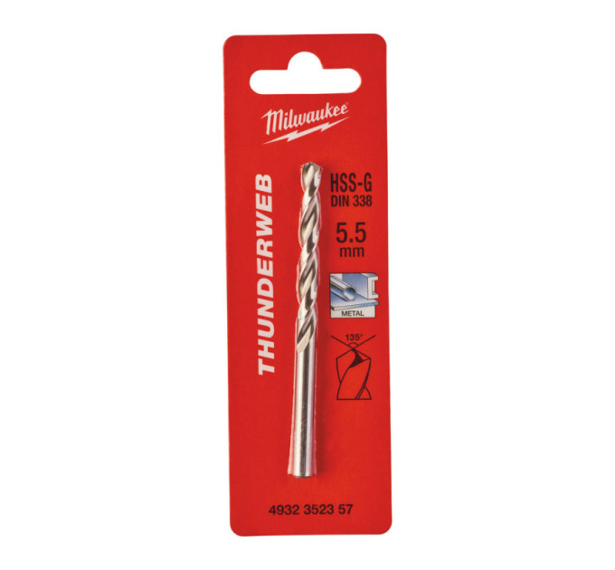 Сверло по металлу THUNDERWEB HSS-G MILWAUKEE, DIN338, Ø5,5x93х57мм