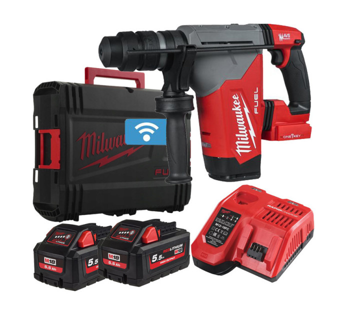 Перфоратор акумуляторний безщітковий SDS-PLUS MILWAUKEE M18 ONEFHPX-552X (5,0Дж)(ЗУ+2Х5,5Ач+HDкейс)