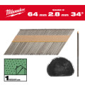 Гвозди оцинкованные с D-образной головкой MILWAUKEE 2,8/34°/63мм (2200шт)