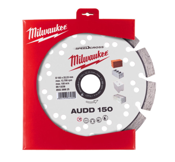 Диск алмазный Speedcross MILWAUKEE AUDD 150, Ø150мм (бетон, кирпич, асфальт)
