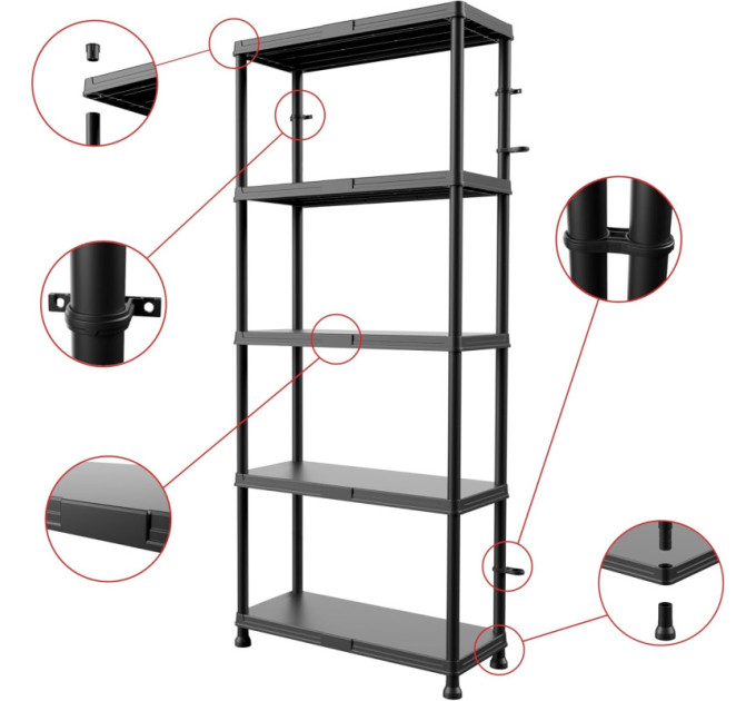 Система стеллажей QBRICK SYSTEM REGULAR 74/32см, 5 полок, 100кг (5901238261872)