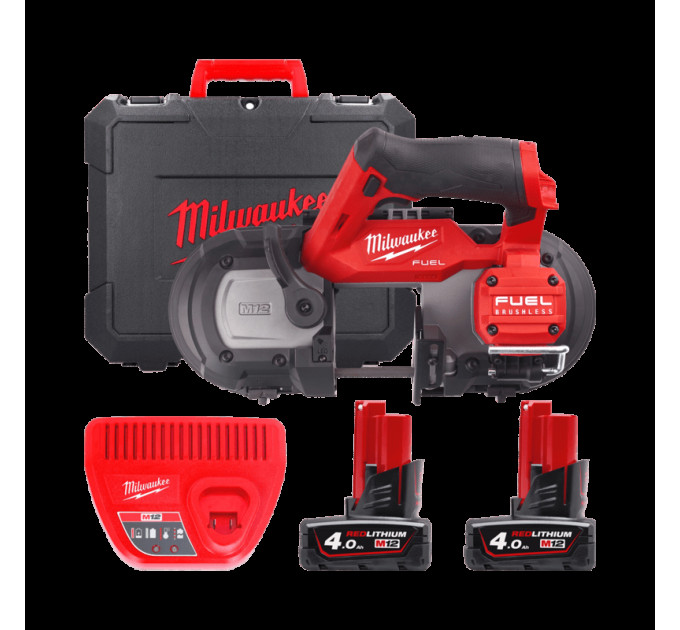 Пила ленточная аккумуляторная бесщёточная MILWAUKEE M12 FBS64-402C (ЗУ+2акк.Х4Ач+кейс)