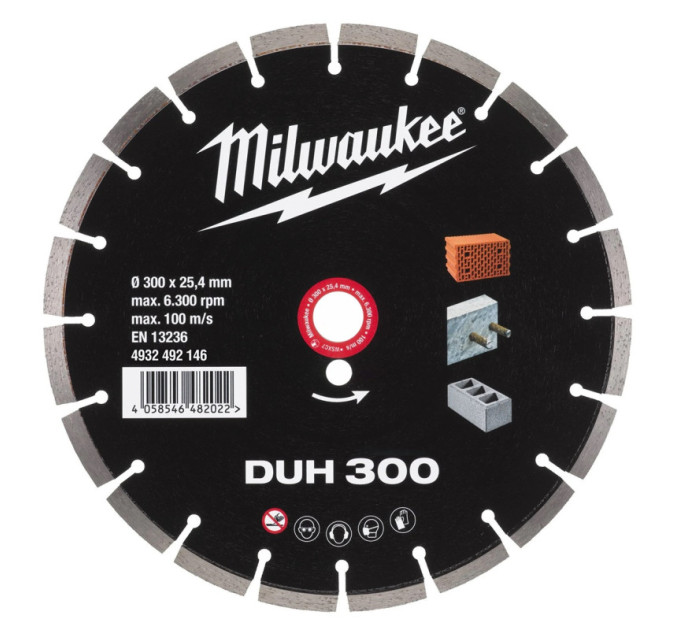 Диск алмазный MILWAUKEE DUH 300, Ø300мм (железобетон, кирпич)