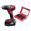 Дрель-шуруповерт аккумуляторная MILWAUKEE M18 BDD-402CA (ЗУ, 2х4Ач, кейс, набор бит 32шт)