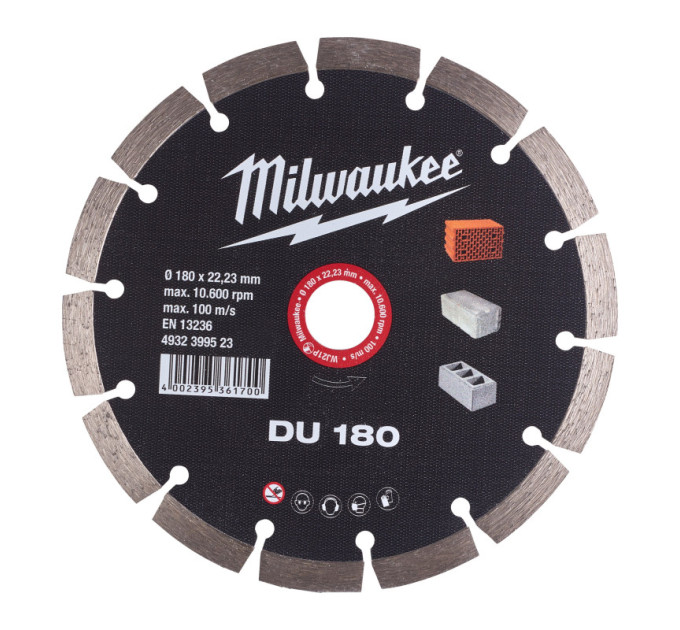 Диск алмазный MILWAUKEE DU 180, Ø180мм (кирпич, бетон)