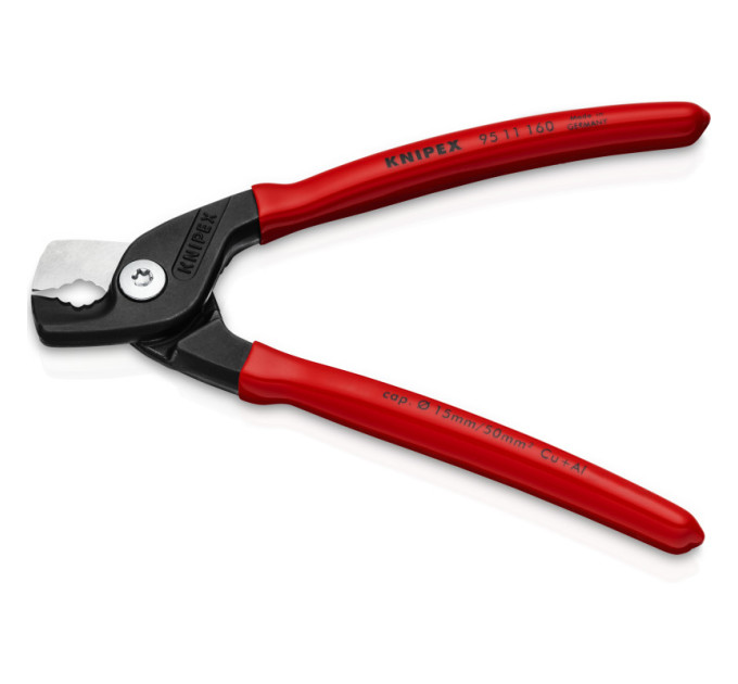 Ножницы для резки кабелей, Ø15мм / 50мм², 160мм KNIPEX, 95 11 160, фосфатированные