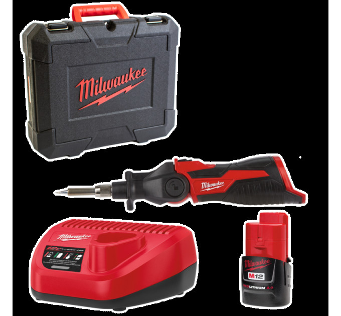 Паяльник аккумуляторный MILWAUKEE M12 SI-201C (ЗУ+1акк.Х2Ач+кейс)