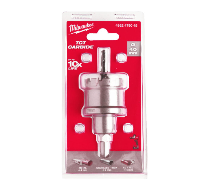 Цельная коронка Holesaw TCT MILWAUKEE для стали/нержавеющей стали, Ø40мм
