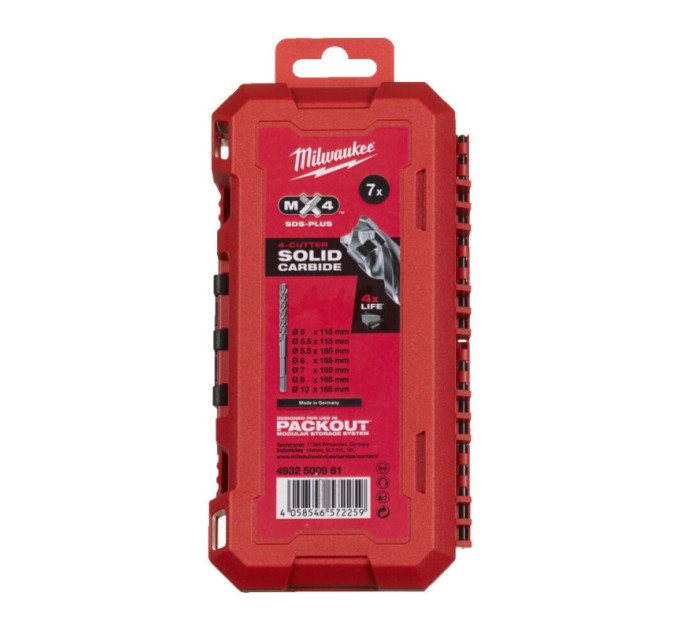 Набор буров SDS-PLUS MX4 MILWAUKEE Set 2, (7шт)