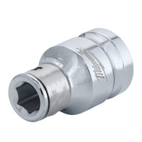 Переходник хромированный MILWAUKEE с 3/8'' квадратный хвостовик на 1/4'' Hex