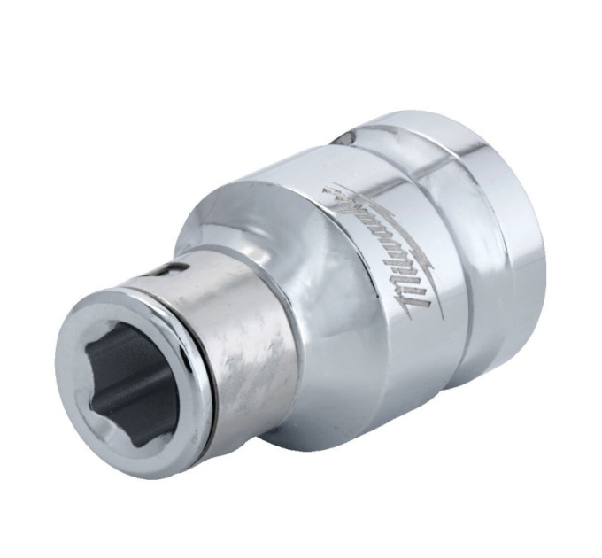 Переходник хромированный MILWAUKEE с 3/8'' квадратный хвостовик на 1/4'' Hex