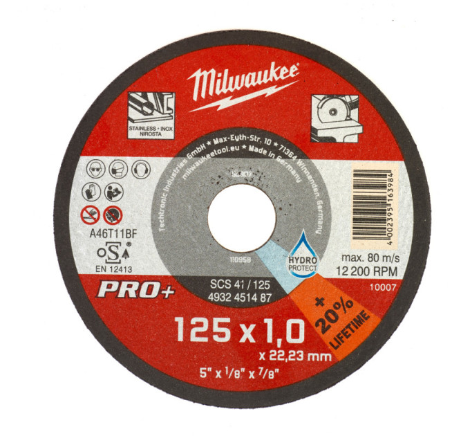 Диск відрізний по металу MILWAUKEE, SCS 41/125х1, PRO+, Ø125мм