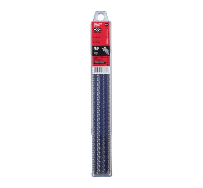 Бур SDS-PLUS MX4 MILWAUKEE, Ø6,0х265х200мм, (10шт)