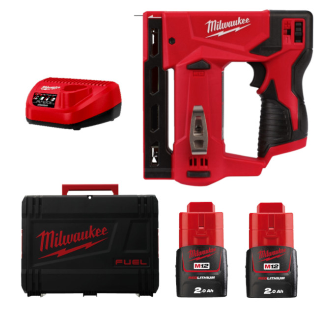 Степлер скобозабивной аккумуляторный MILWAUKEE M12 BST-202X (ЗУ+2акк.Х2ач+HDкейс)