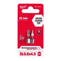 Бита SHOCKWAVE MILWAUKEE, SL0,6x4,5, 25мм, (2шт) Бита SHOCKWAVE MILWAUKEE, SL0,6x4,5, 25мм, (2шт)