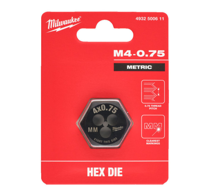 Плашка шестигранная MILWAUKEE, М4-0,75мм