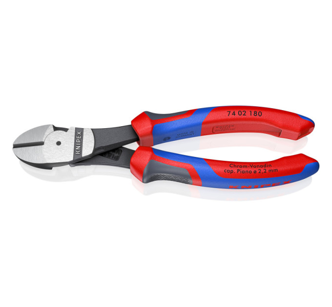Кусачки боковые (бокорезы) особой мощности, Ø3,8мм, 180мм KNIPEX 74 02 180, фосфатированные